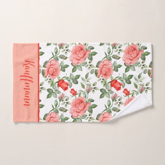 Roze rode rozen Floral Flowers Elegant Gift Bad Handdoek (Handdoek)