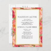 Roze rode rozen / Kaart van de Floral-trilpartij (Voorkant / Achterkant)