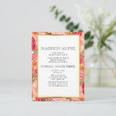 Roze rode rozen / Kaart van de Floral-trilpartij (Staand voorkant)