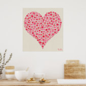 Roze rode rozen liefdeshartsschilderend afdrukken poster (Keuken)