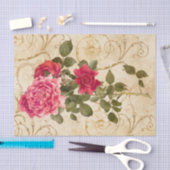 Roze rode Rozen met Damask Tissuepapier (Craft)