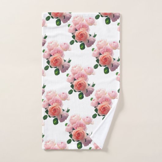 Roze rode rozen Moderne Elegant Floral Sjabloon Bad Handdoek (Handdoek)