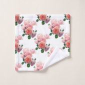 Roze rode rozen Moderne Elegant Floral Sjabloon Bad Handdoek (Wasdoekje)