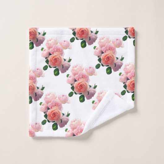 Roze rode rozen Moderne Elegant Floral Sjabloon Bad Handdoek (Wasdoekje)