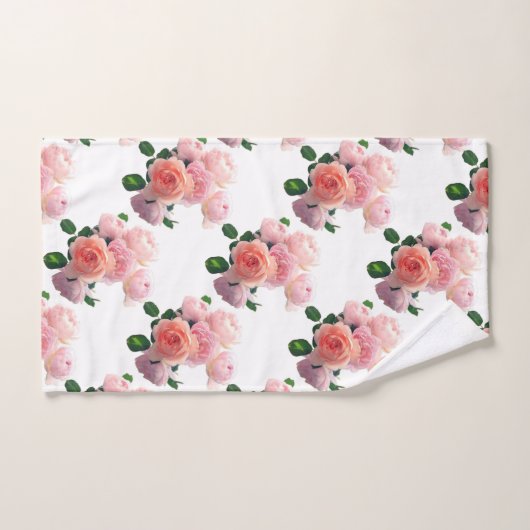 Roze rode rozen Moderne Elegant Floral Sjabloon Bad Handdoek (Handdoek)