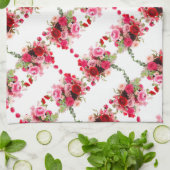 Roze rode rozen Moderne Sjabloon Waterverf Theedoek (Gevouwen)