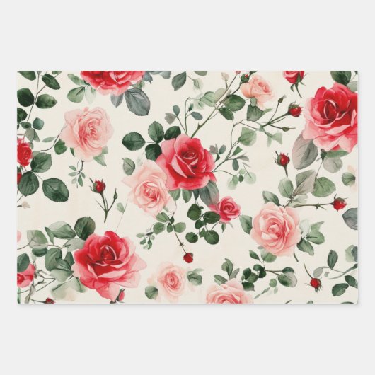  roze rode rozen Moederdag Inpakpapier Vel (Voorkant 2)
