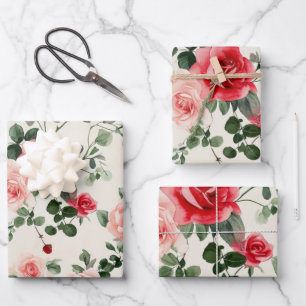 roze rode rozen Moederdag Inpakpapier Vel