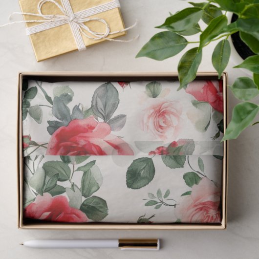 roze rode rozen Moederdag Tissuepapier (Geschenk)