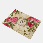 Roze rode  Rozen Monogrammen Initiaal Deurmat (Schuin)