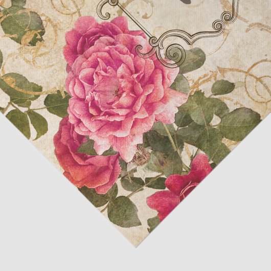 Roze rode Rozen Monogrammen Initiaal Tissuepapier (Detail)