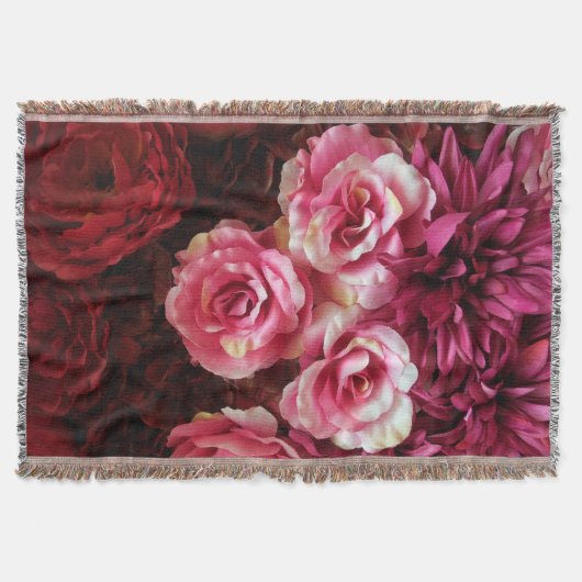 Roze, rode rozen: stof achtergrond. deken (Voorkant)