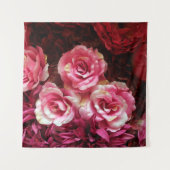 Roze, rode rozen: stof achtergrond. wandkleed (Voorkant (horizontaal))