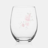 Roze rode rozen waterverf bruiloft wijnglas zonder voet (Achterkant)