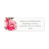  roze rode rozen Waterverf retouradres Etiket (Voorkant)