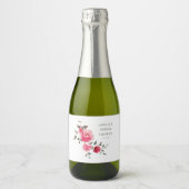 roze rode rozen Waterverf Vrijgezellenfeest Sparkling Wijnetiket (Voorkant)