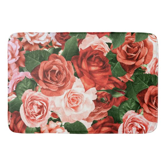 Roze rode rozen willekeurige regelingen Floral Pat Badmat (Voorkant)