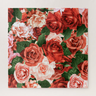 Roze rode rozen willekeurige regelingen Floral Pat Legpuzzel