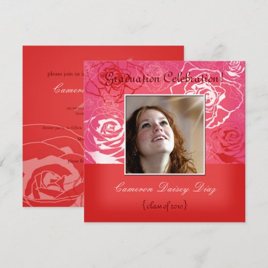 Roze/rode rozenuitvindingen kaart (Voorkant / Achterkant)