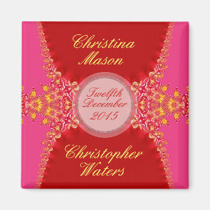 Roze rode satin + lace bruiloft Magnet