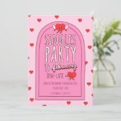 Roze & Rode Schattigee Singles Valentijnsdag Party Feestdagenkaart (Staand voorkant)