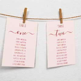 Roze & Rode Script Eenvoudige Moderne Zitplaatskaa