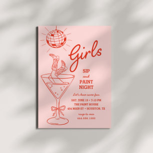 Roze & rode slok en verf Party Girls Night Out Kaart