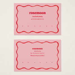 Roze Rode Squiggle Wavy Modern Oorbel Display Kaar Visitekaartje
