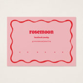 Roze Rode Squiggle Wavy Modern Oorbel Display Kaar Visitekaartje (Voorkant)