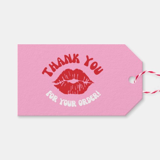 Roze rode sterren Aangepaste zakelijke Logo Social Cadeaulabel (Voorkant (Horizontaal))