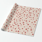 Roze Rode Sterren Sneeuwvlok Sparkle Holiday Gift Cadeaupapier (Uitgerold)