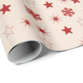Roze Rode Sterren Sneeuwvlok Sparkle Holiday Gift Cadeaupapier (Rol Hoek)