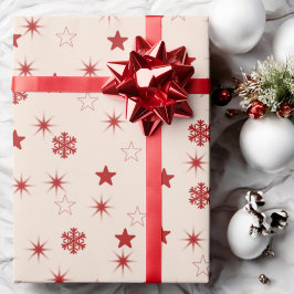 Roze Rode Sterren Sneeuwvlok Sparkle Holiday Gift Cadeaupapier