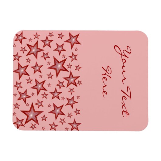 Roze rode sterren 'Tekst' flexibele magneet (Horizontaal)