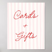 Roze & Rode Streep Kaarten en Cadeaus Bord Poster (Voorkant)
