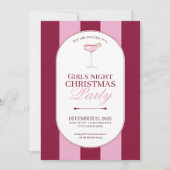 Roze rode streep Meisjes Kerst Uitnodiging (Voorkant)