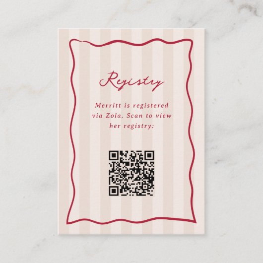 Roze & Rode Streep Vrijgezellenfeest Registry Informatiekaartje (Voorkant)