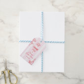 Roze & Rode Strepen Disco Dankjewel Bruidsdouche Cadeaulabel (Met Touw)