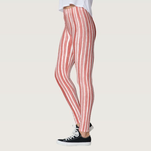 Roze Rode Strepen Leggings (Links)