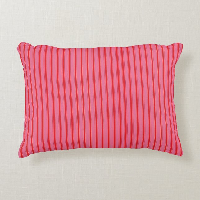 Roze Rode Strepen, Modern, Elegant Accent Kussen (Voorkant)