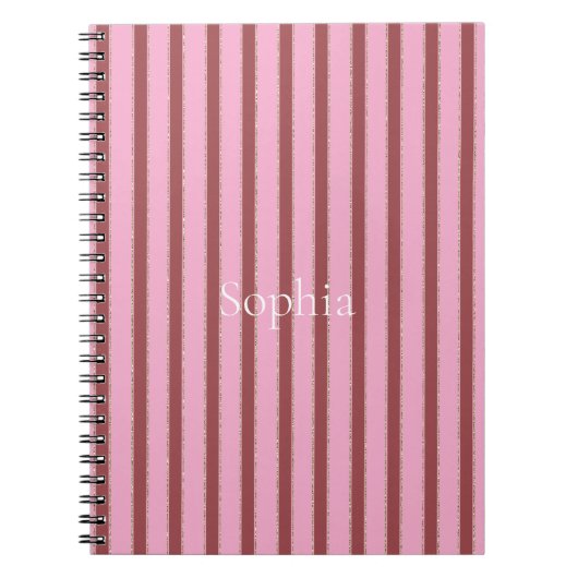 Roze Rode Strepen Notitieboek (Voorkant)