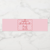Roze & Rode Strik Feest Bruidsnaam Waterfles Etiket (Enkel label)