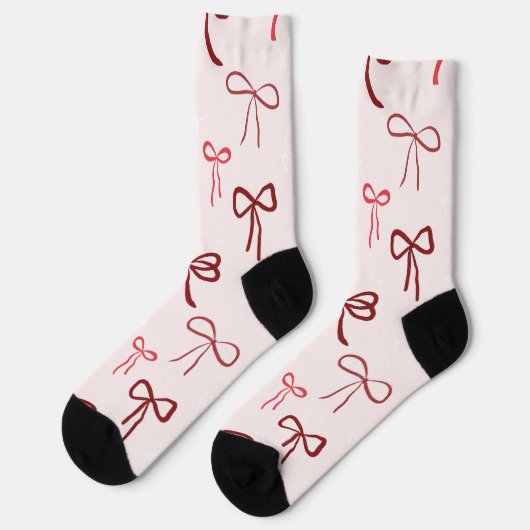 Roze Rode Strik Kerstsokken Sokken (Links)