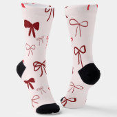Roze Rode Strik Kerstsokken Sokken (Gebogen)