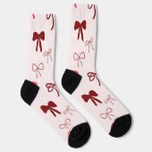 Roze Rode Strik Kerstsokken Sokken (Rechts)
