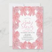 Roze & Rode strik/lint Coquette Meisje Baby shower Kaart (Voorkant)