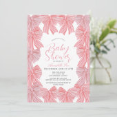 Roze & Rode strik/lint Coquette Meisje Baby shower Kaart (Staand voorkant)
