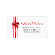 Roze Rode Strikken Kerst Retouradres Label