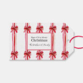 Roze rode strikken Kerstmis Cadeaulabel (Voorkant (Horizontaal))