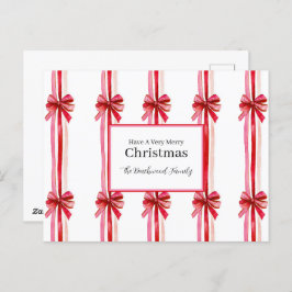 Roze rode strikken Kerstmis Feestdagenkaart